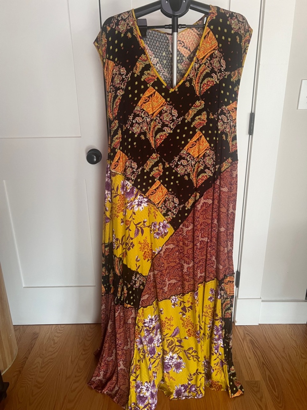 Free People Paisley Patchwork Maxi Dress - Yellow, Brown, Black, Purple